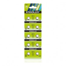 Батарейки Ergolux AG13  BL-10 (AG13-BP10, LR44 /LR1154 /A76 /357 батарейка для часов)(10 шт. в уп-ке)