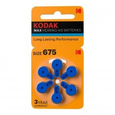 Батарейка Kodak ZA675-6Bl KZA675-6 Max Hearing Aid (360/1800/45000) (6 шт. в уп-ке)