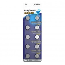 Батарейка Pleomax AG10 (389) LR1130, LR54 Button Cell (100/1000/70000) (10 шт. в уп-ке)