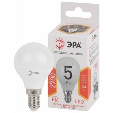 ЭРА Светодиодные лампы ЭРА Б0028485 Лампочка светодиодная STD LED P45-5W-827-E14 E14 / Е14 5Вт шар теплый белый свет