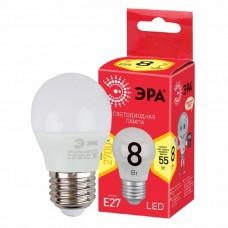 ЭРА Светодиодные лампы ЭРА Б0053028 Лампочка светодиодная RED LINE LED P45-8W-827-E27 R Е27 / E27 8 Вт шар теплый белый свет 