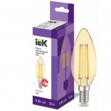 светодиодные лампы  Iek LLF-C35-5-230-30-E14-CLG Лампа LED C35 свеча золото 5Вт 230В 2700К E14 серия 360°