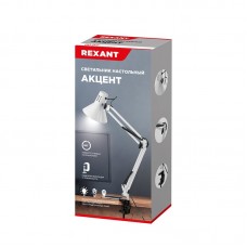 Светильники для офиса Rexant 603-1009 Светильник настольный Акцент на металлической стойке с винтовым зажимом, с цоколем Е27, 60 Вт, цвет лунный свет