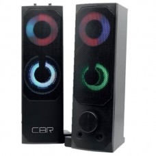 Колонки CBR CMS 514L Black, Акустическая система 2.0, питание USB, 2х3 Вт (6 Вт RMS), пластик, RGB-подсветка, конструкция-транформер, 3.5 мм лин. стереовход, регул. громк., длина кабеля 1,3 м, цвет чёрный