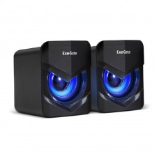 Колонки EXEGATE Exegate EX289685RUS Акустическая система 2.0 ExeGate Accord 200 (питание USB, 2х3Вт (6Вт RMS), 60-20000Гц,цвет черный, синяя подсветка)