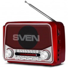 Колонки SVEN SRP-525, красный, радиоприемник, мощность 3 Вт (RMS), FM/AM/SW, USB, microSD, фонарь, встроенный аккумулятор