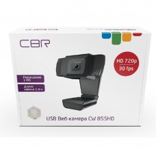 Цифровая камера CBR CW 855HD Black, Веб-камера с матрицей 1 МП, разрешение видео 1280х720, USB 2.0, встроенный микрофон с шумоподавлением, фикс.фокус, крепление на мониторе, длина кабеля 1,4 м, цвет чёрный